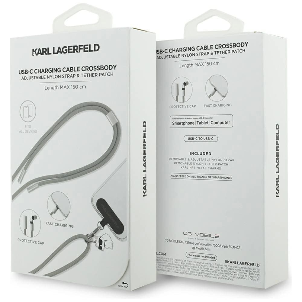 Karl Lagerfeld CBDY Choupette Charm Universal Cable Leash USB-C / USB-C gray - 4