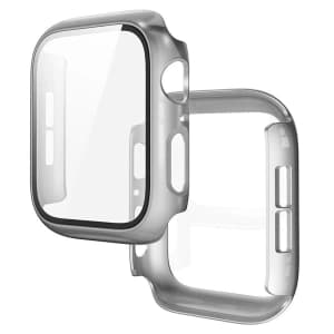 Bizon Case+Glas Uhr Apple Watch SE 3 / SE 2 / SE / 6 / 5 / 4 40mm matt silber