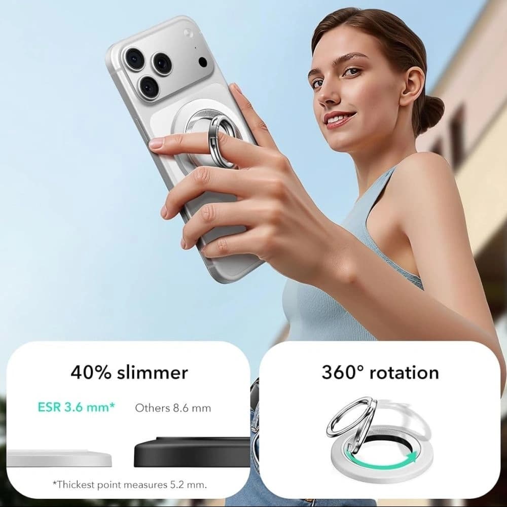 Uchwyt ESR Magnetic 360 Halolock MagSafe Phone Ring White - 4