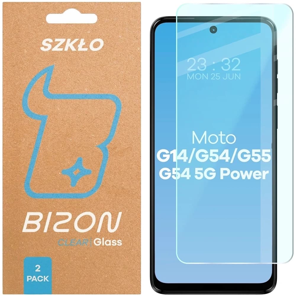 Bizon Glas Klar Duo Motorola Moto G14 4G / G54 5G / G54 Power 5G / G55 5G [2 PACK] - 1