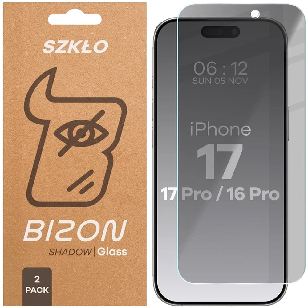 Bizon Glass Clear Shadow Duo Apple iPhone 17 / 17 Pro / 16 Pro getönt [2 PACK] - 1