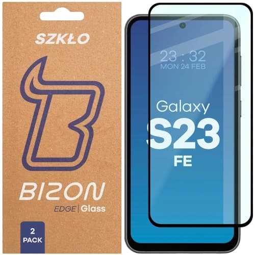Bizon Glass Edge Duo Samsung Galaxy S23 FE black frame [2 PACK]