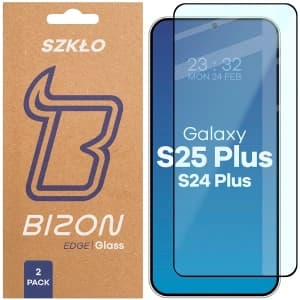 Bizon Glass Edge Duo Samsung Galaxy S25+ Plus / S24+ Plus black frame [2 PACK]