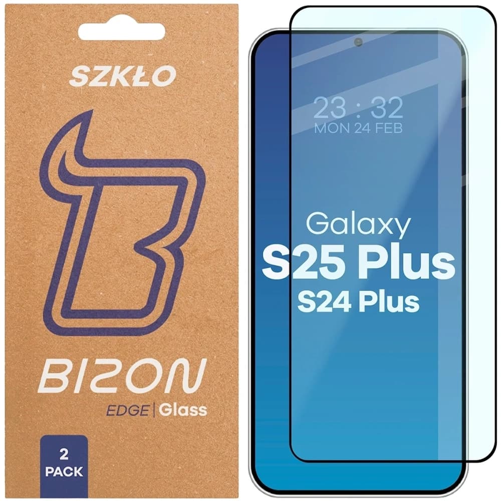 Bizon Glass Edge Duo Samsung Galaxy S25+ Plus / S24+ Plus schwarzer Rahmen [2 PACK] - 1