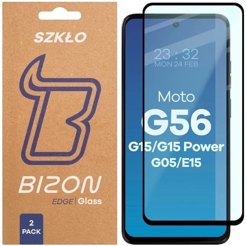 Bizon Glass Edge Duo Motorola Moto G15 / G15 Power / G05 / E15 / G56 5G schwarzer Rahmen [2 PACK]