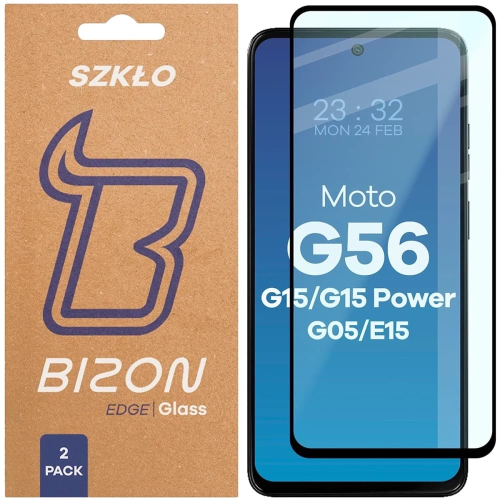 Bizon Glass Edge Duo Motorola Moto G15 / G15 Power / G05 / E15 / G56 5G schwarzer Rahmen [2 PACK] - 1