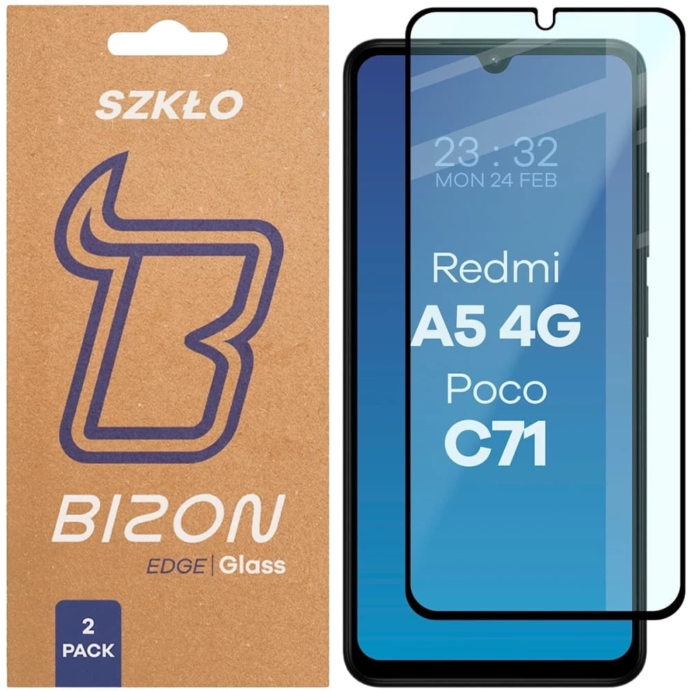 Bizon Glass Edge Duo Xiaomi Redmi A5 4G / POCO C71 4G schwarzer Rahmen [2 PACK] - 1