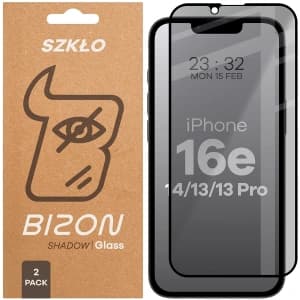 Bizon Glass Edge Shadow Duo Apple iPhone 17e / 16e / 14 / 13 Pro / 13 getönt mit einem schwarzen Rahmen [2 PACK]