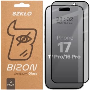 Bizon Glass Edge Shadow Duo Apple iPhone 17 / 17 Pro / 16 Pro getönt mit einem schwarzen Rahmen [2 PACK]