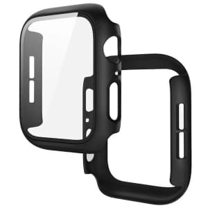 Bizon Case+Glass Uhr Apple Watch SE 3 / SE 2 / SE / 6 / 5 / 4 44mm matt schwarz
