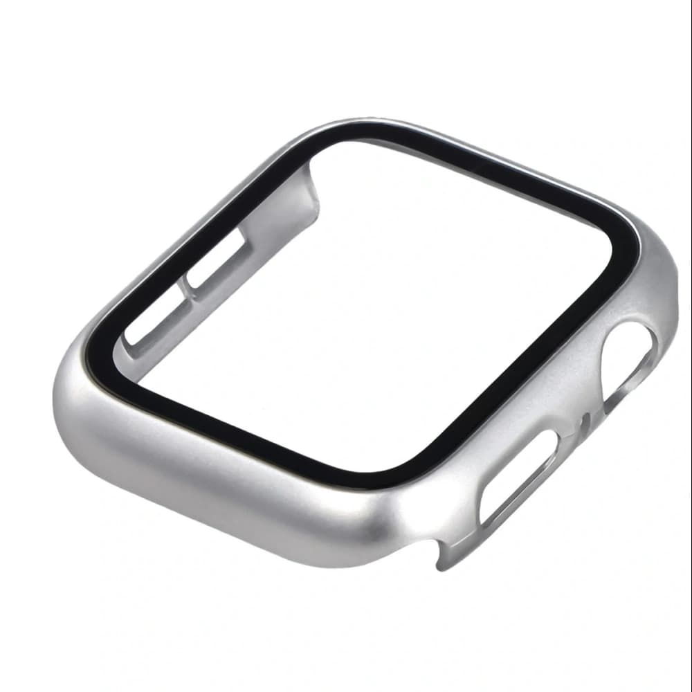 Bizon Case+Glas Uhr Apple Watch SE 3 / SE 2 / SE / 6 / 5 / 4 44mm matt silber - 6