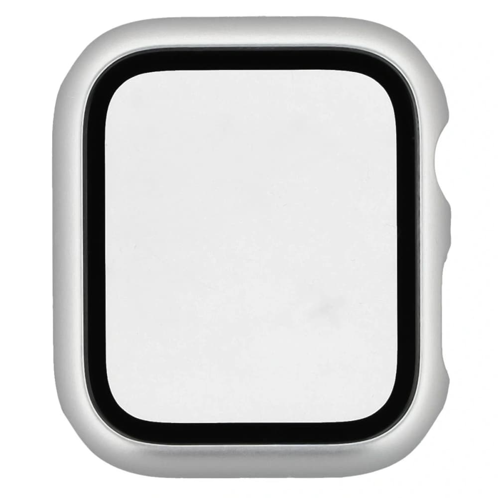 Bizon Case+Glas Uhr Apple Watch SE 3 / SE 2 / SE / 6 / 5 / 4 44mm matt silber - 8