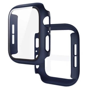 Bizon Case+Glass Uhr für Apple Watch SE 3 / SE 2 / SE / 6 / 5 / 4 40mm matt navy blau