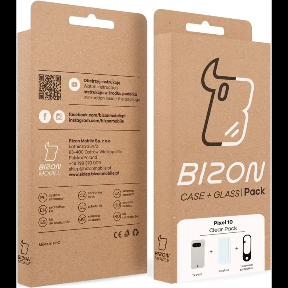 Bizon Case Clear Pack case + 2x tempered glass + lens protector Google Pixel 10 - 11