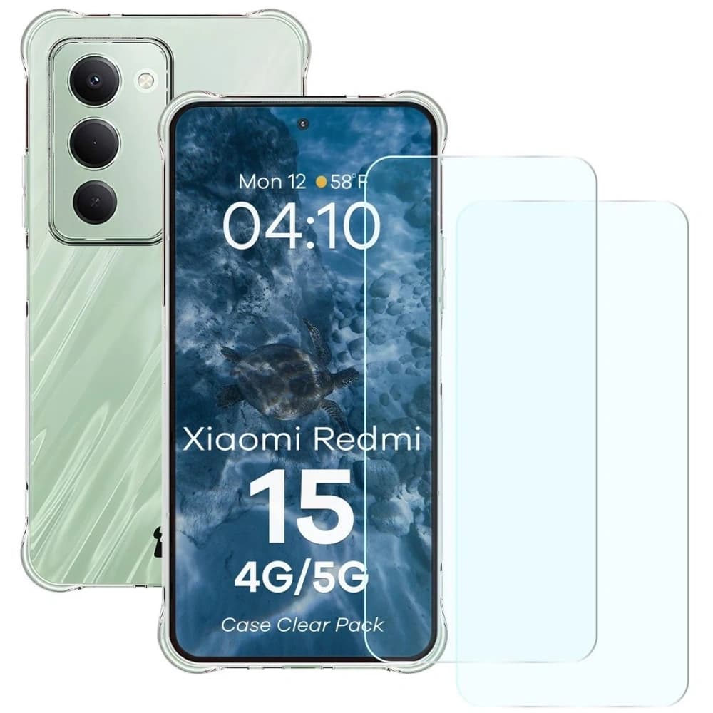 Bizon Case Clear Pack case + 2x tempered glass Xiaomi Redmi 15 4G / 5G - 1