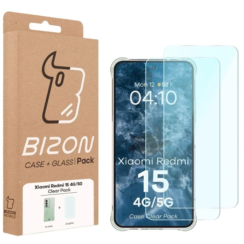 Bizon Case Clear Pack case + 2x tempered glass Xiaomi Redmi 15 4G / 5G - 9
