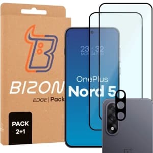 2x Szkło + szybka na aparat Bizon Edge Pack do OnePlus Nord 5