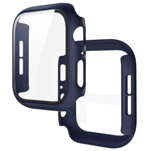 Bizon Case+Glass Uhr für Apple Watch SE 3 / SE 2 / SE / 6 / 5 / 4 44mm matt navy blau
