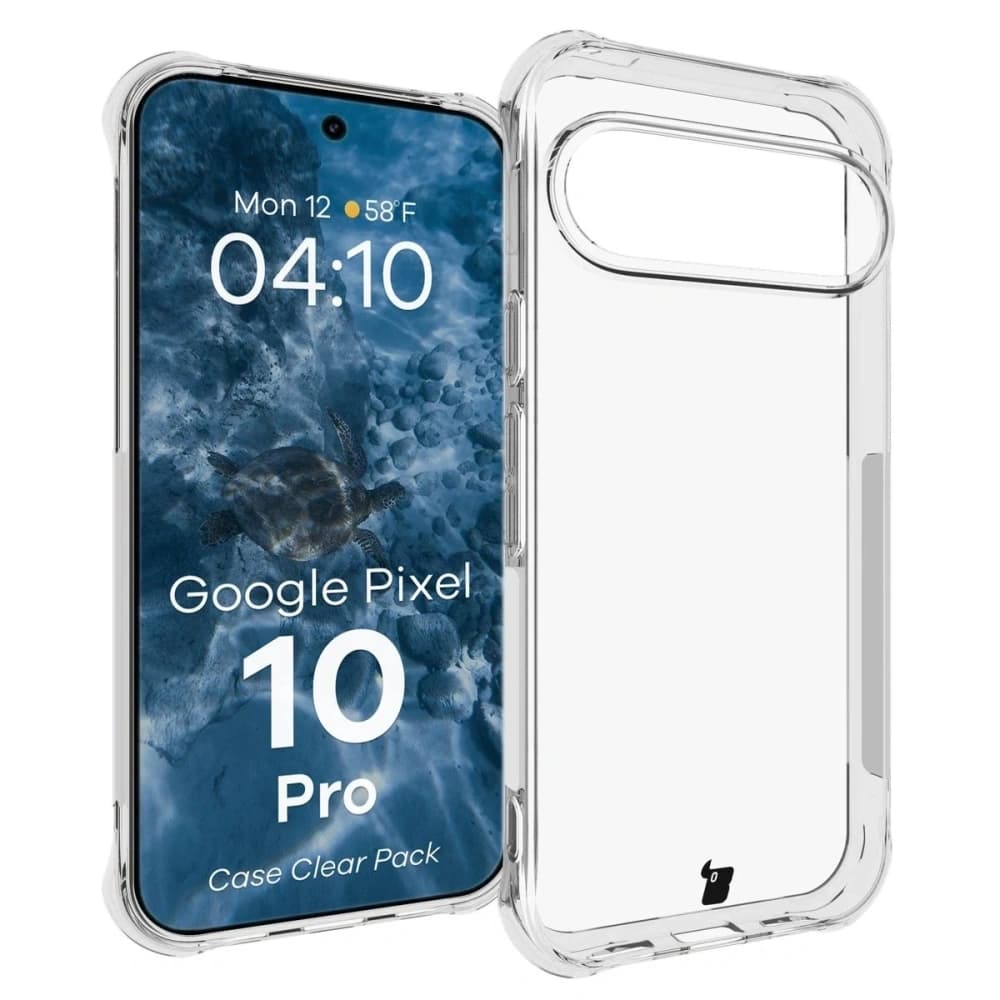 Bizon Case Clear Pack Hülle + 2x gehärtetes Glas + Objektivglas für Google Pixel 10 Pro - 3
