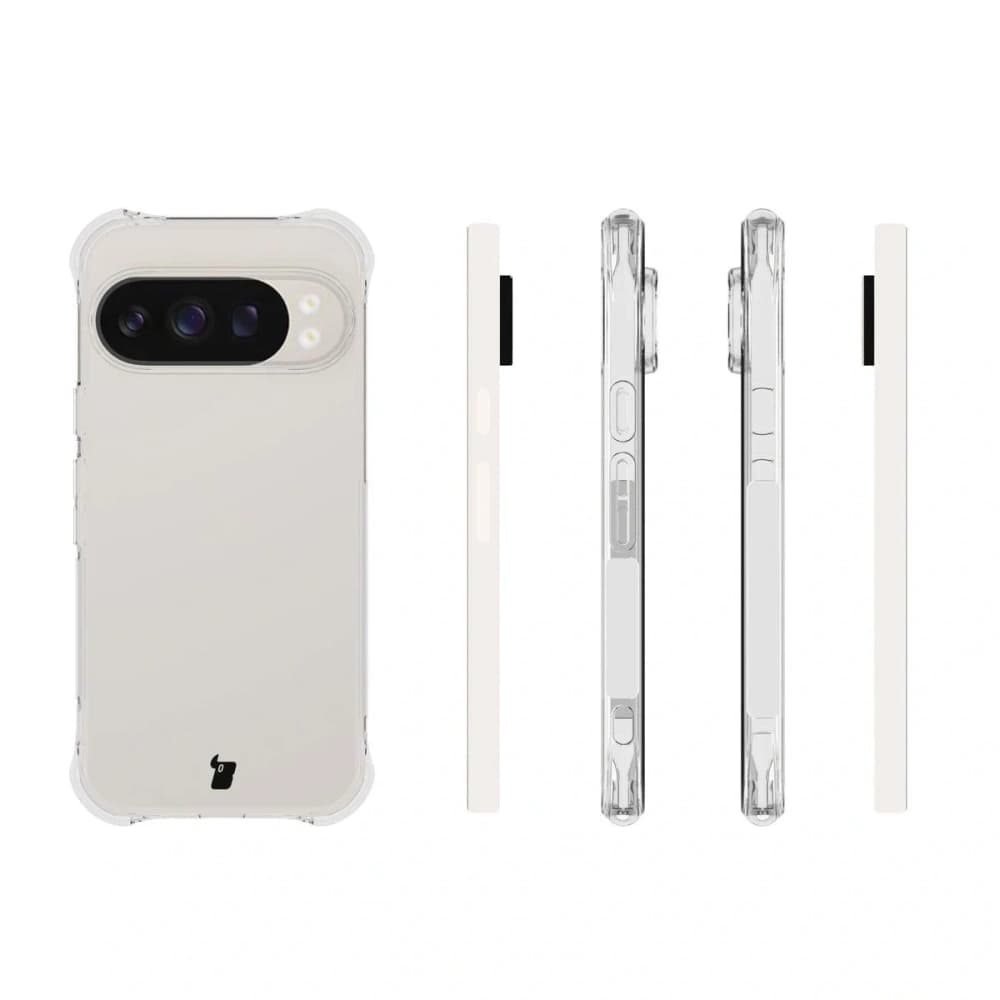 Bizon Case Clear Pack Hülle + 2x gehärtetes Glas + Objektivglas für Google Pixel 10 Pro - 4