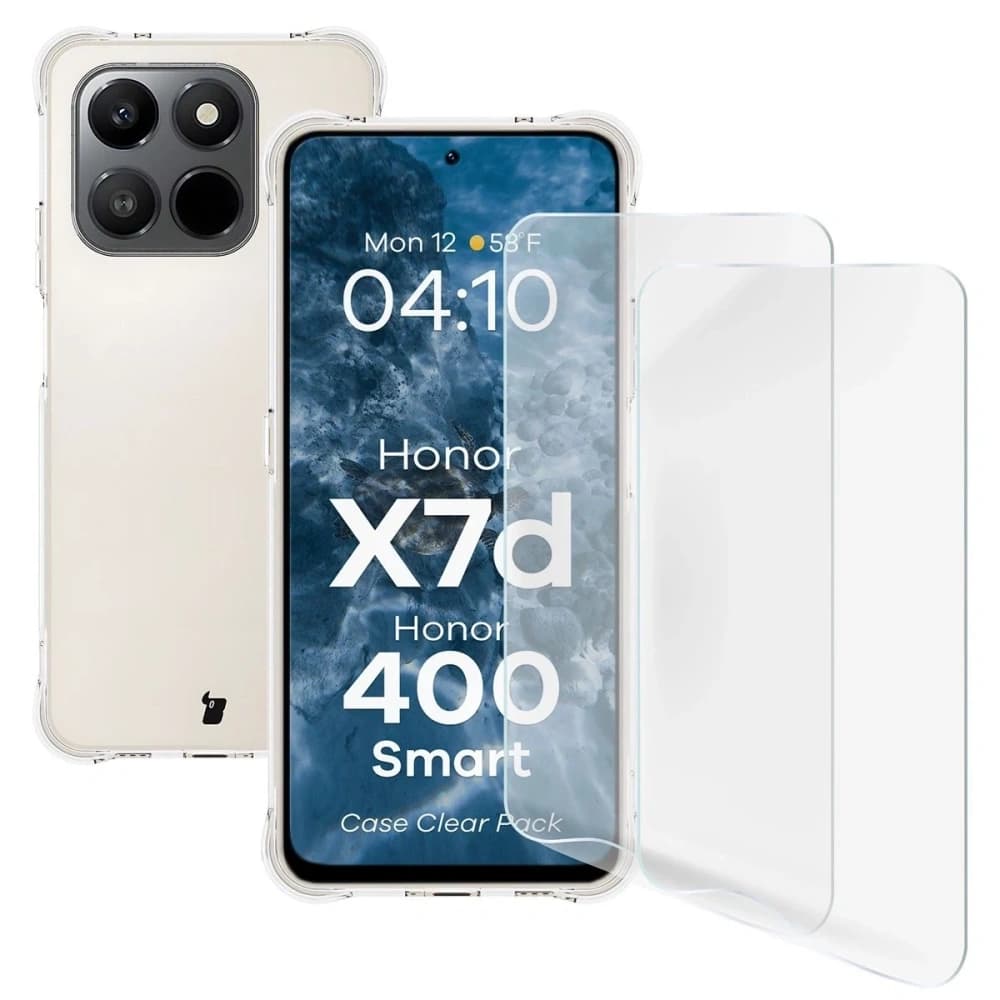 Bizon Case Clear Pack Hülle + 2x Displayschutz Honor X7d / Honor 400 Smart - 1