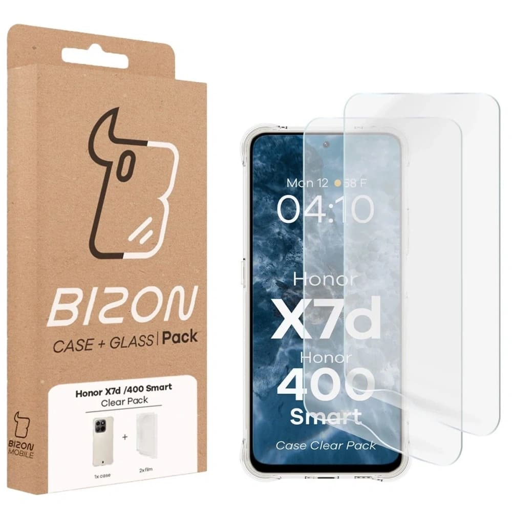Bizon Case Clear Pack Hülle + 2x Displayschutz Honor X7d / Honor 400 Smart - 9
