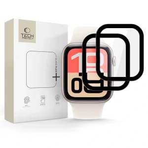 Szkło hybrydowe Tech-Protect Glass Flex+ do Apple Watch 4/5/6/SE 1 / 2 / 3 40mm Black [2 PACK]