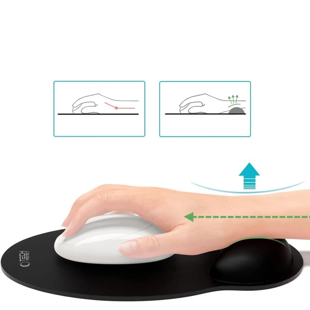 Tech-Protect A200 Mouse Pad With Gel Wrist Rest 25x22.5cm Black - 2