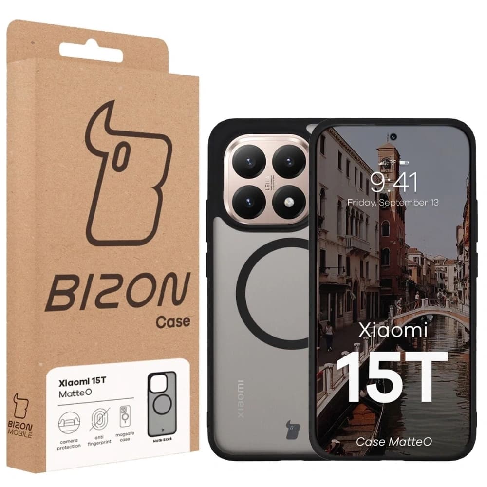 Etui z pierścieniem magnetycznym Bizon Case MatteO do Xiaomi 15T przydymione-czarne - 7