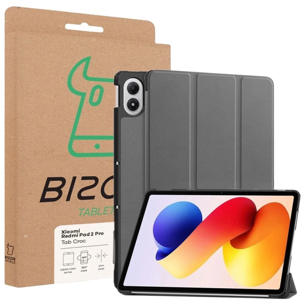 Etui mit Klappe Bizon Case Tab Croc für Xiaomi Redmi Pad 2 Pro grau - 8
