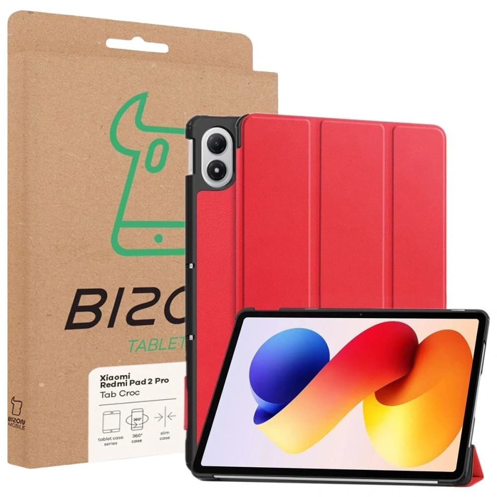 Etui mit Klappe Bizon Case Tab Croc für Xiaomi Redmi Pad 2 Pro rot - 8