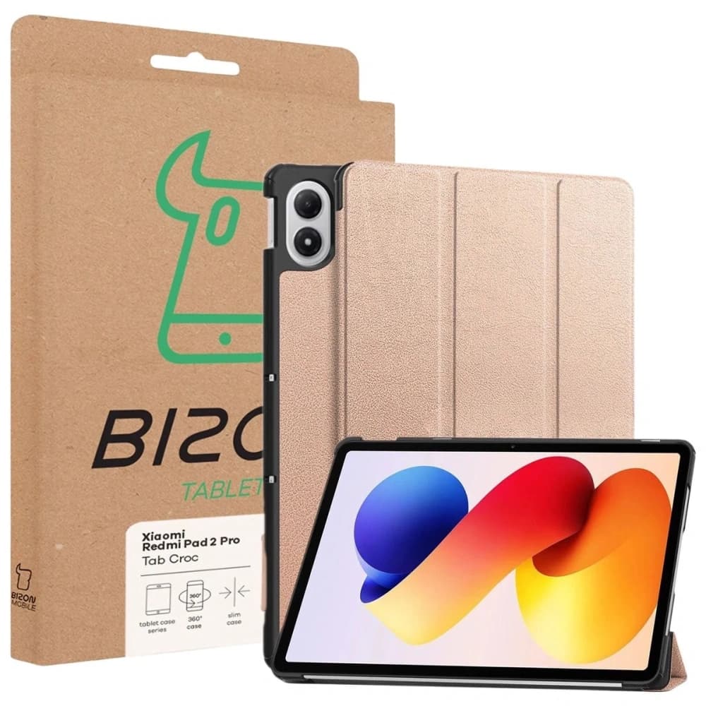 Etui mit Klappe Bizon Case Tab Croc für Xiaomi Redmi Pad 2 Pro rosa-gold - 8