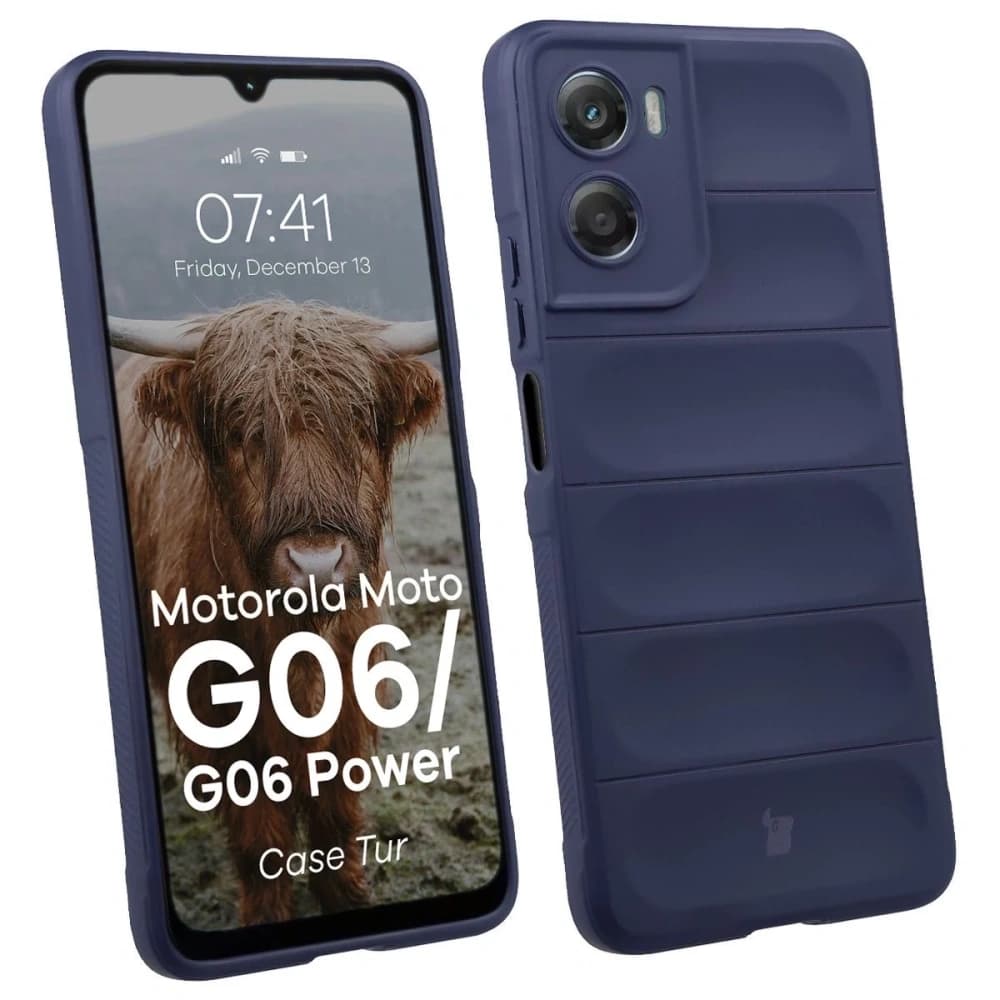 Panzerglas Etui Bizon Case Tur für Motorola Moto G06 4G / G06 Power 4 marineblau - 1