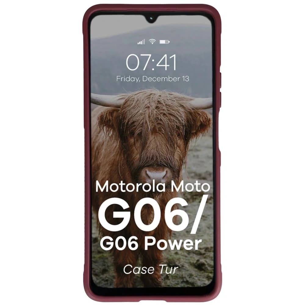 Panzerglas Etui Bizon Case Tur für Motorola Moto G06 4G / G06 Power 4 burgunderrot - 5