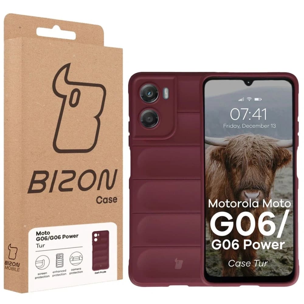 Panzerglas Etui Bizon Case Tur für Motorola Moto G06 4G / G06 Power 4 burgunderrot - 8