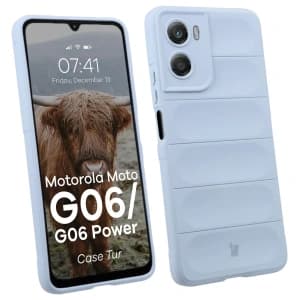 Panzerglas Etui Bizon Case Tur für Motorola Moto G06 4G / G06 Power 4 hellblau