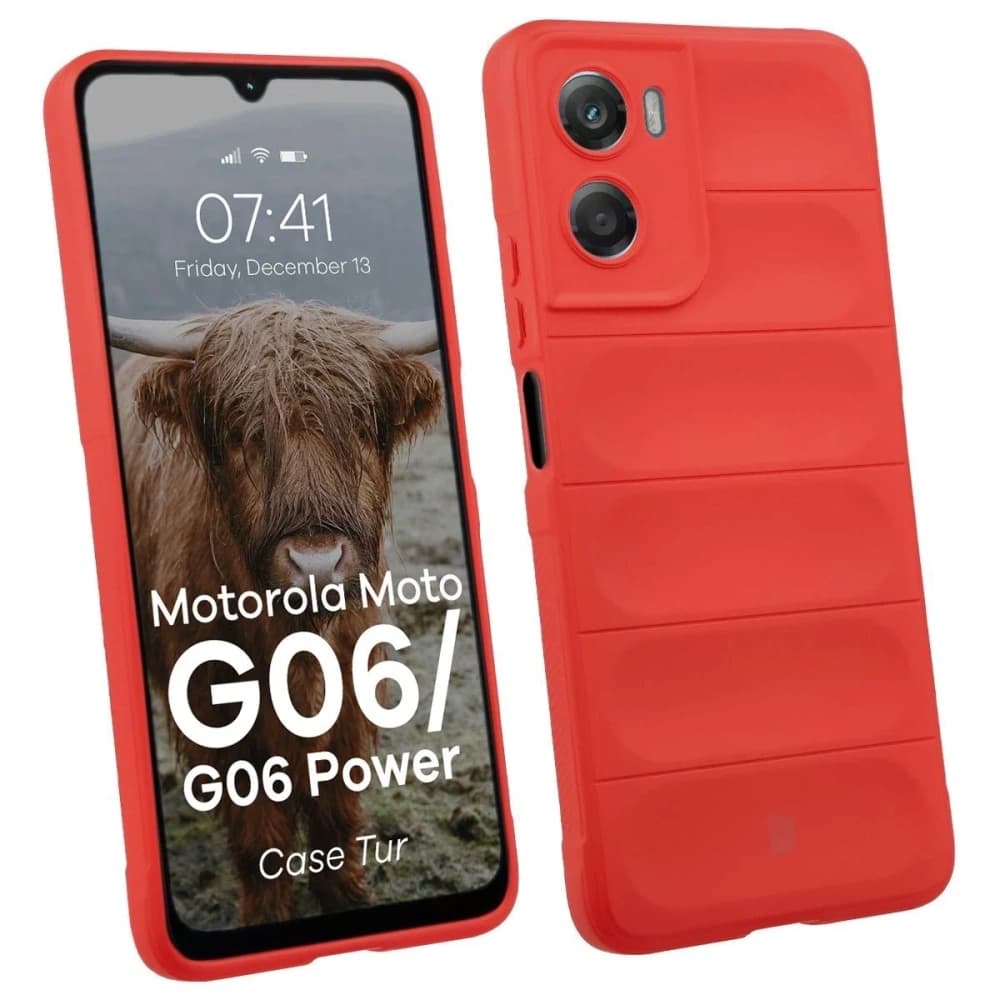 Panzerglas Etui Bizon Case Tur für Motorola Moto G06 4G / G06 Power 4 rot - 1