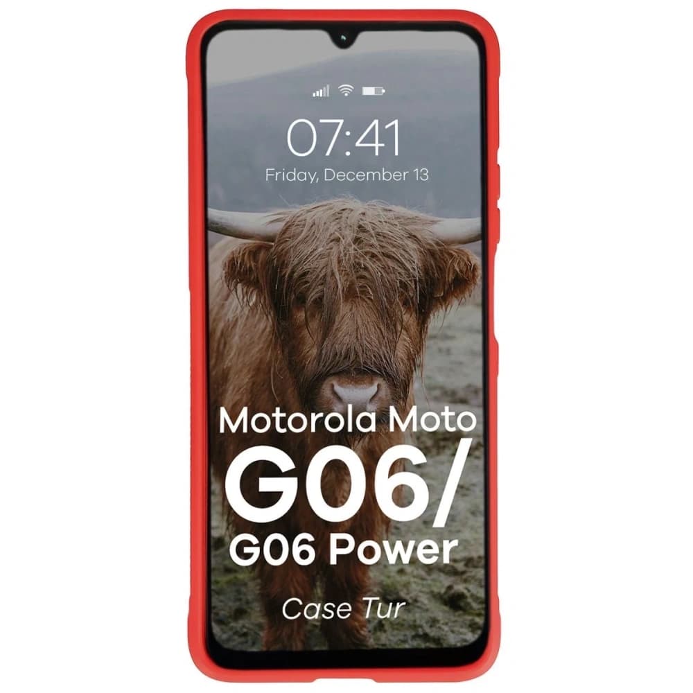 Panzerglas Etui Bizon Case Tur für Motorola Moto G06 4G / G06 Power 4 rot - 5