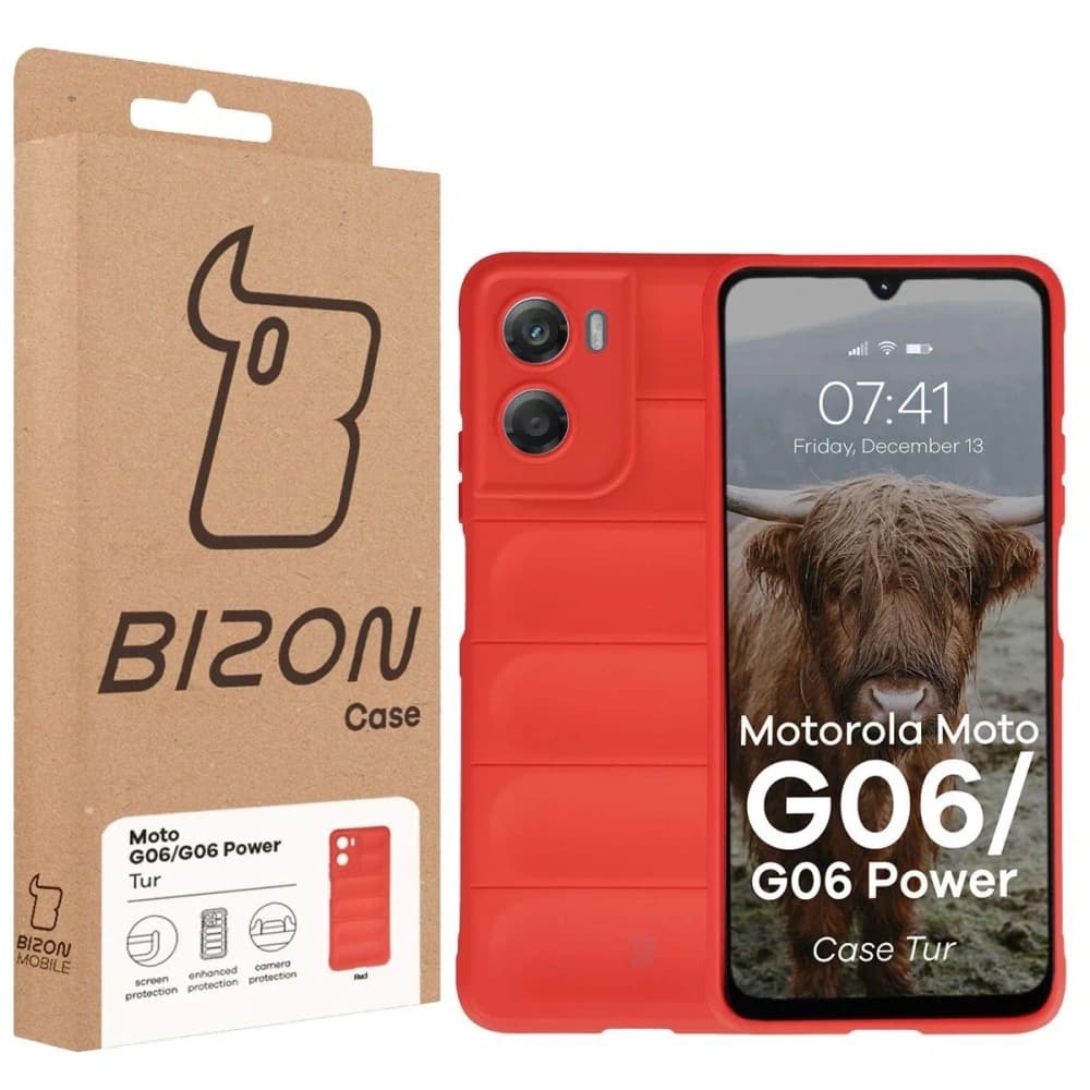 Panzerglas Etui Bizon Case Tur für Motorola Moto G06 4G / G06 Power 4 rot - 8