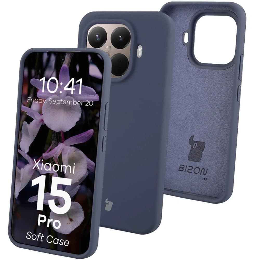 Silikonowe etui Bizon Soft Case do Xiaomi 15T Pro ciemnoniebieskie - 1