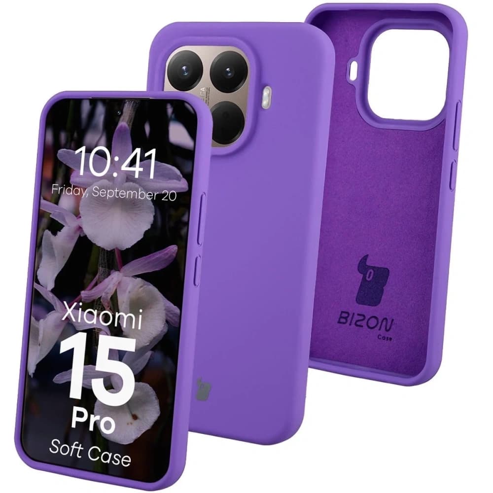 Silikonowe etui Bizon Soft Case do Xiaomi 15T Pro fioletowe - 1