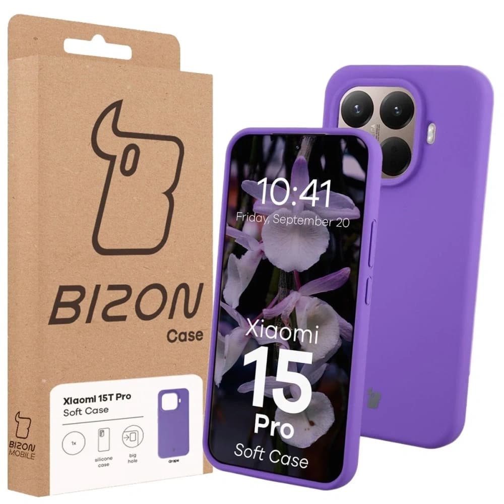Silikonowe etui Bizon Soft Case do Xiaomi 15T Pro fioletowe - 7