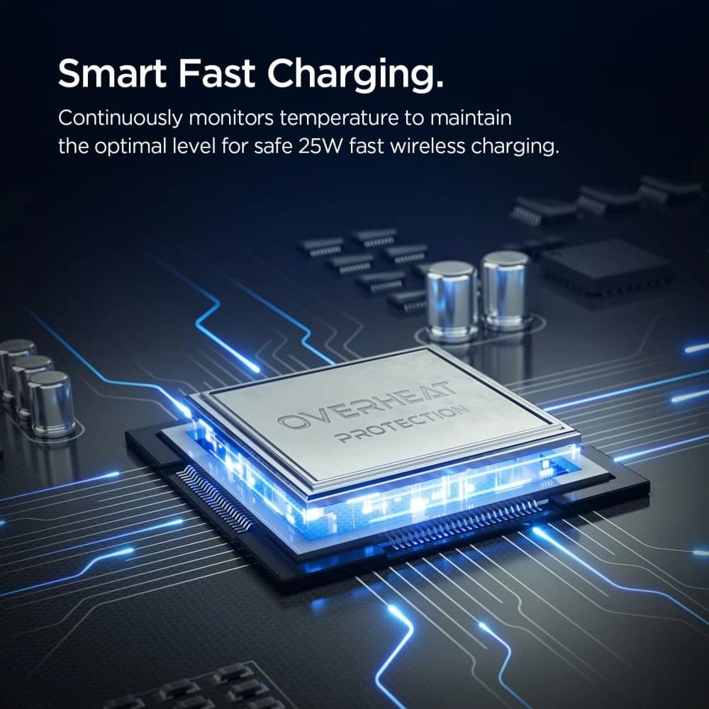 Uchwyt samochodowy do kratki z ładowarką indukcyjną Spigen Essential EV25MFAQ Qi2.2 Peltier Magnetic MagSafe Vent Car Mount Wireless Charger Black - 6