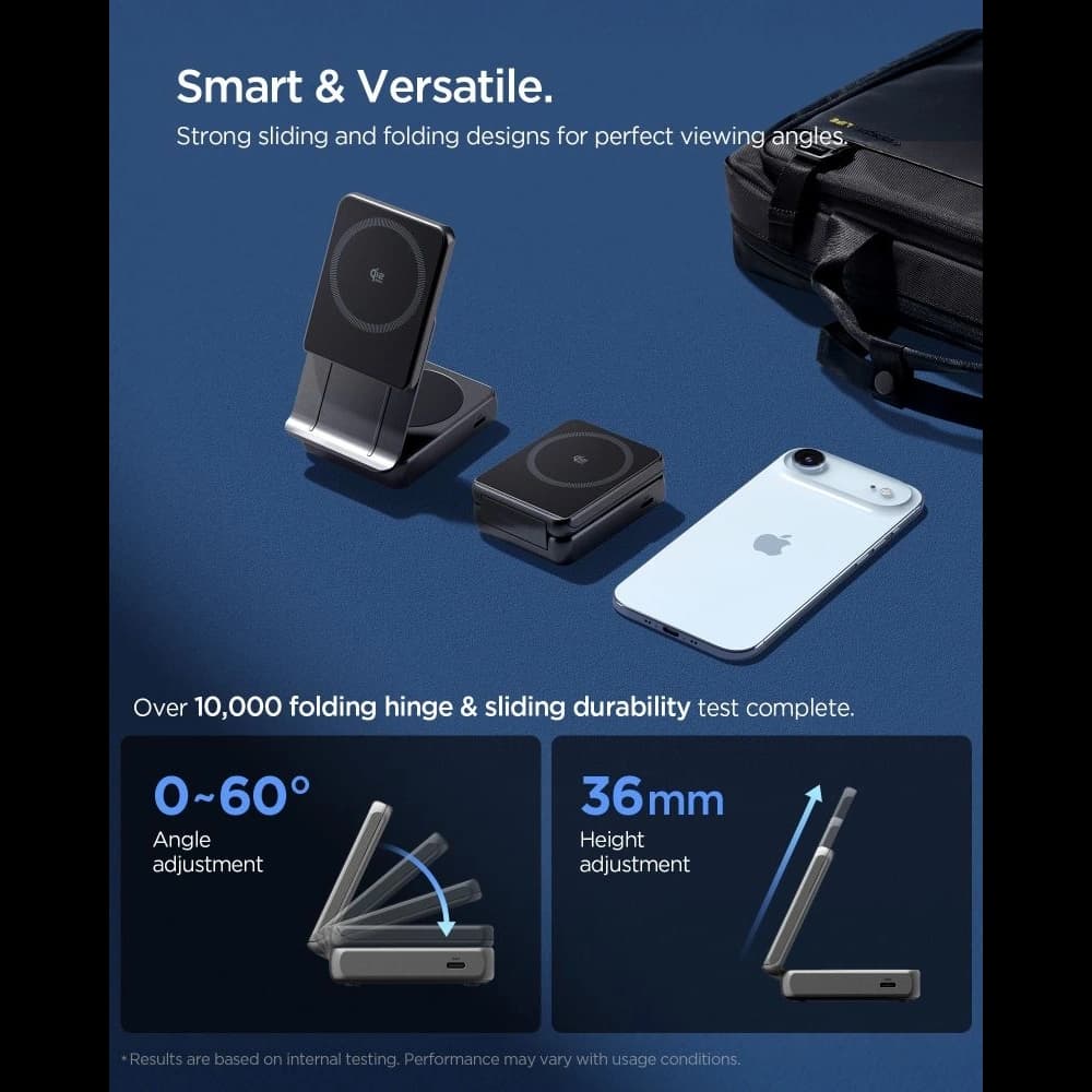 Spigen Essential EF302MOQ Qi 2.2 2in1 Magnetic MagSafe Wireless Charger Black - 5