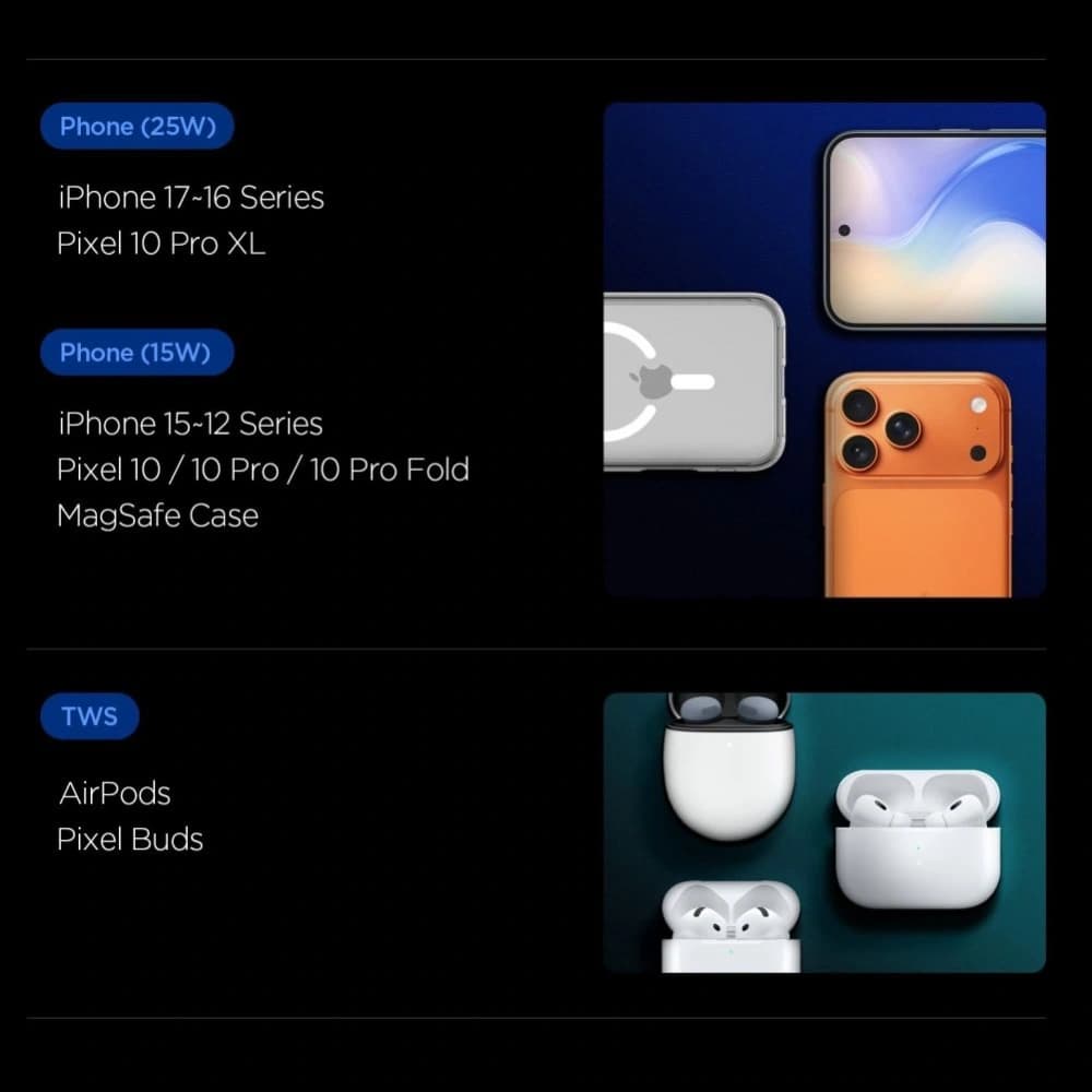 Spigen Essential EF302MOQ Qi 2.2 2in1 Magnetic MagSafe Wireless Charger Black - 9