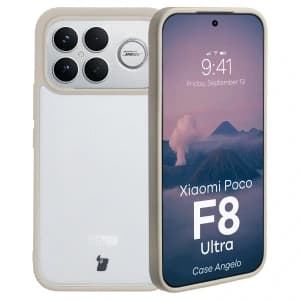 Bizon Case Angelo Xiaomi POCO F8 Ultra halbtransparent mit einem beigen Rahmen