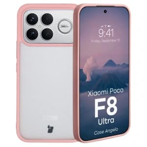 Bizon Case Angelo Xiaomi POCO F8 Ultra halbtransparent mit einem hellrosa Rahmen
