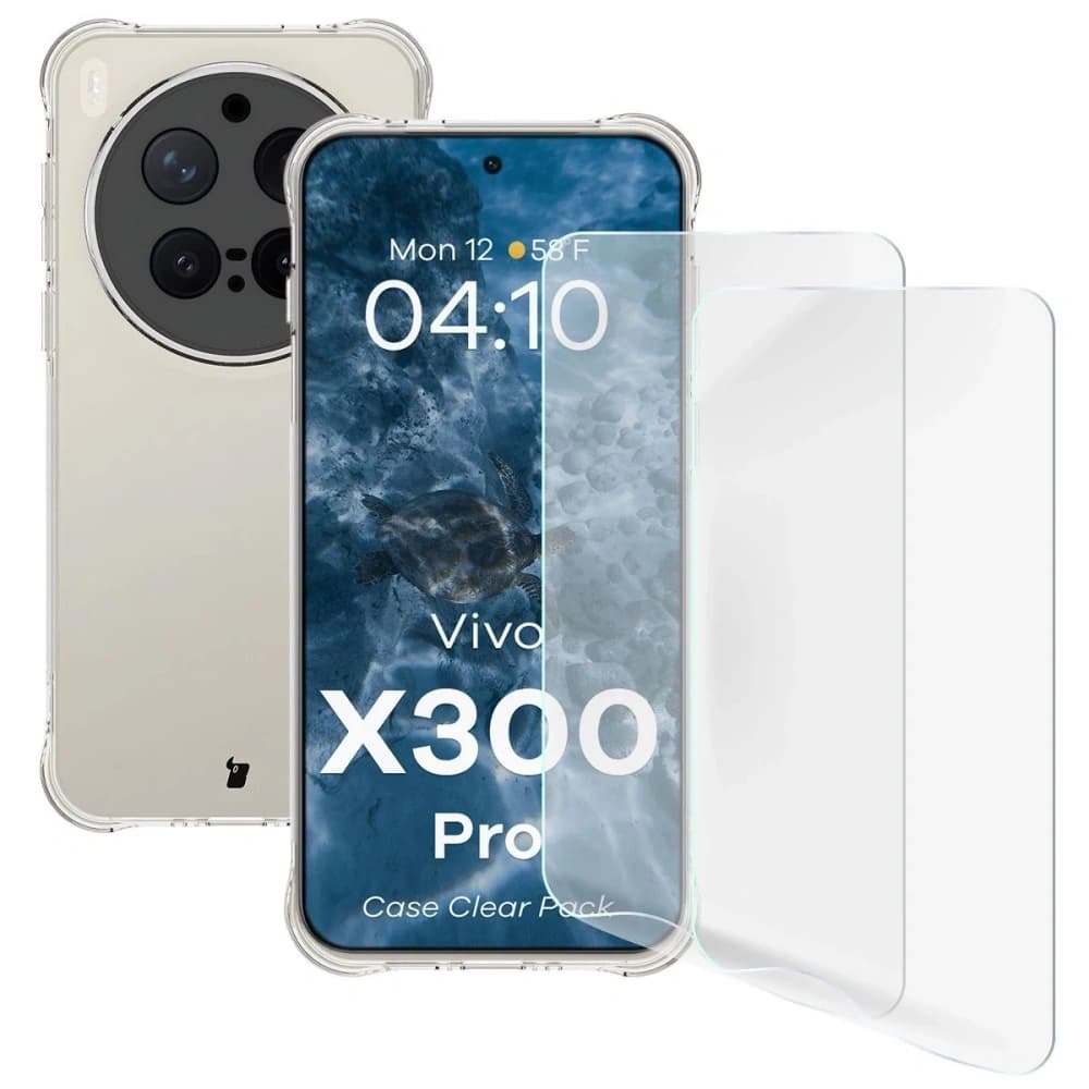 Bizon Case Clear Pack Hülle + 2x Displayschutzfolie Bizon Case Clear Pack Vivo X300 Pro - 1