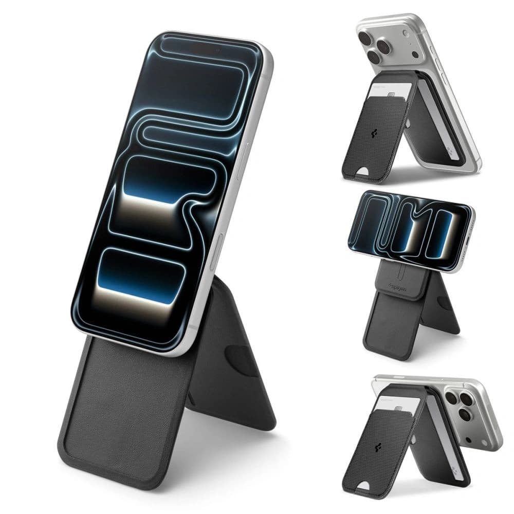 Spigen S314-2 Slim Fold Tripod MagSafe Universal Magnetic Card Holder Black - 14