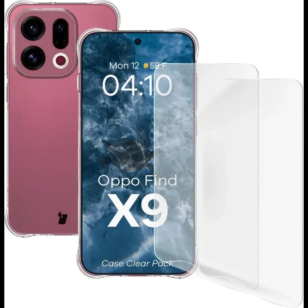 Bizon Case Clear Pack Hülle + 2x Bildschirmfolie Oppo Find X9
 - 1